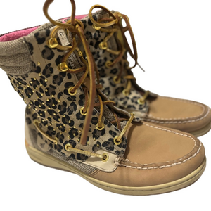 Sperry Top-Sider lace-up boots with a cheetah print high-top